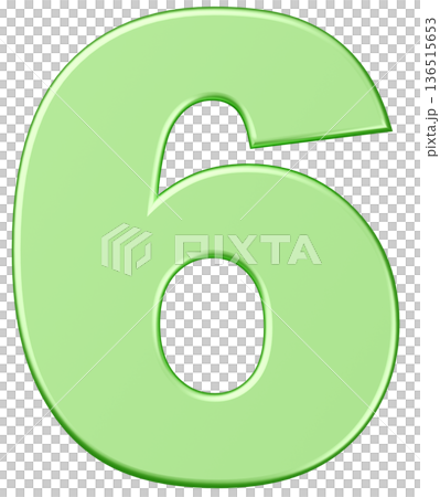 3D素材_数字_6_メタリック_緑 136515653