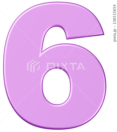 3D素材_数字_6_メタリック_紫 3D素材_数字_6_メタリック_紫 136515654