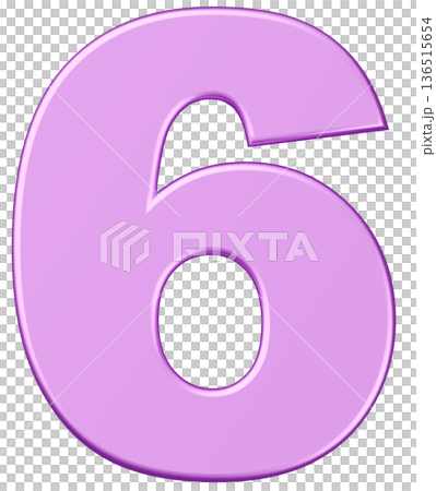 3D素材_数字_6_メタリック_紫 3D素材_数字_6_メタリック_紫 136515654