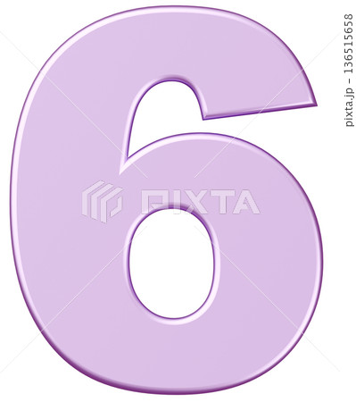 3D素材_数字_6_メタリック_紫 136515658