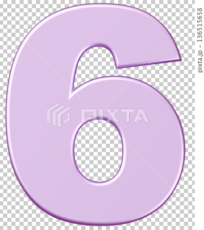 3D素材_数字_6_メタリック_紫 136515658
