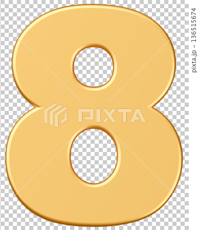3D素材_数字_8_メタリック_黄色 136515674