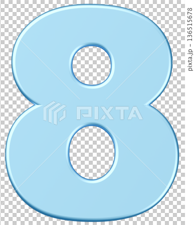 3D material_number_8_metallic_light blue 136515678
