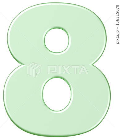 3D素材_数字_8_メタリック_黄緑 3D素材_数字_8_メタリック_黄緑 136515679