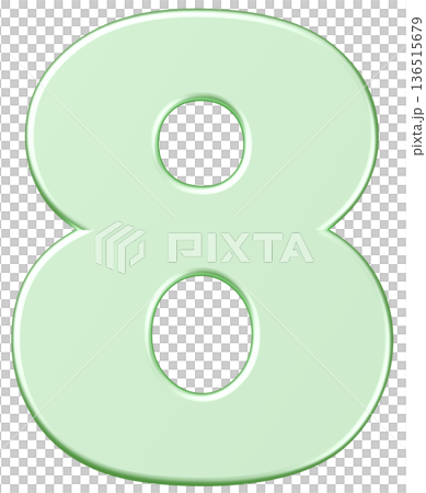 3D素材_数字_8_メタリック_黄緑 3D素材_数字_8_メタリック_黄緑 136515679