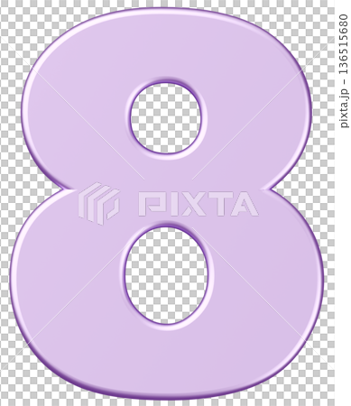 3D素材_数字_8_メタリック_紫 3D素材_数字_8_メタリック_紫 136515680