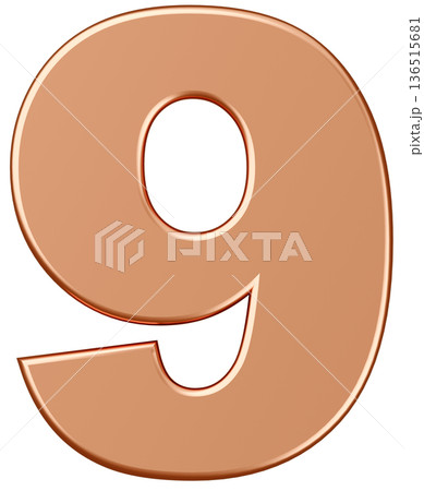 3D素材_数字_9_メタリック_金 3D素材_数字_9_メタリック_金 136515681