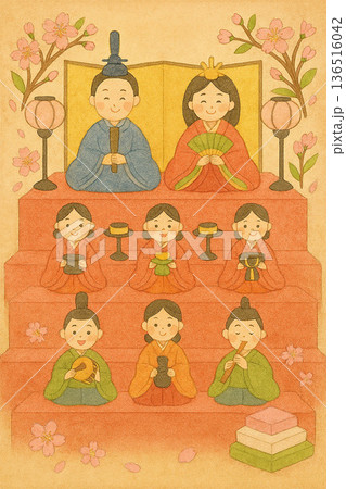 ひな祭りのイラスト ひな祭りのイラスト 136516042