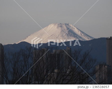 2026年2月13日、東京大田区山王から丹沢山系越しに望む約97km先の富士山夕景 2026年2月13日、東京大田区山王から丹沢山系越しに望む約97km先の富士山夕景 136516057