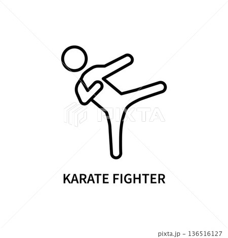 Karate fighter icon from sports collection. Thin linear karate fighter, karate, ninja outline icon isolated on white background. Line vector karate fighter sign, symbol for web and mobile Karate fighter icon from sports collection. Thin linear karate fighter, karate, ninja outline icon isolated on white background. Line vector karate fighter sign, symbol for web and mobile 136516127