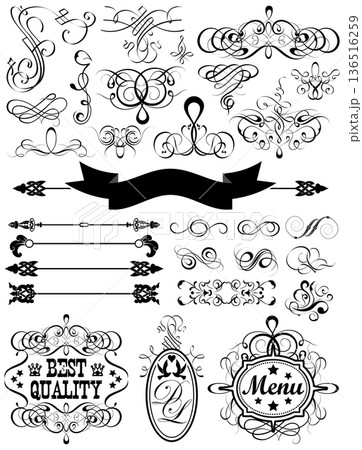 Calligraphic and floral element Calligraphic and floral element 136516259