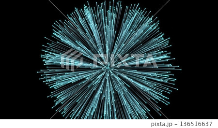 Abstract Cyan Light Data Explosion Burst 3D Illustration 136516637