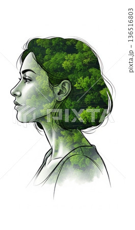 Double Exposure Woman Forest Nature Concept Portrait Double Exposure Woman Forest Nature Concept Portrait 136516803