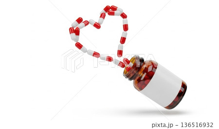 Heart Shape Formed by Capsules from Medical Jar 136516932
