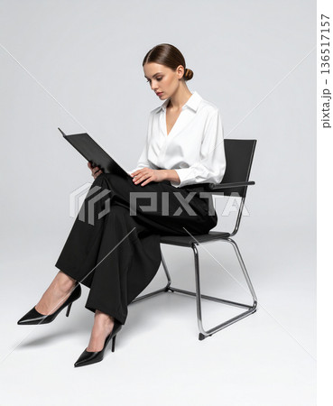 書類を確認するビジネスウーマン 136517157