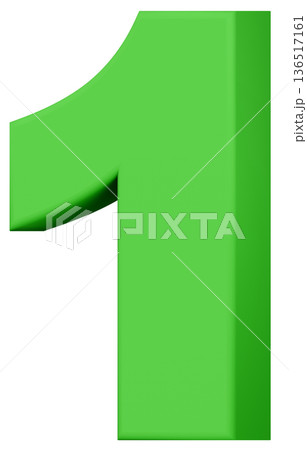 3D素材_数字_1_緑 136517161