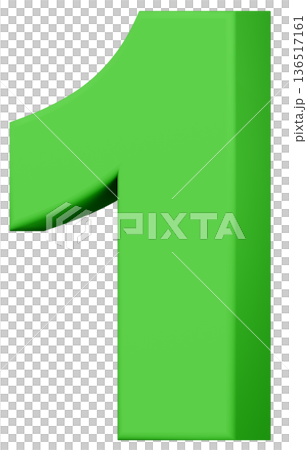 3D素材_数字_1_緑 136517161