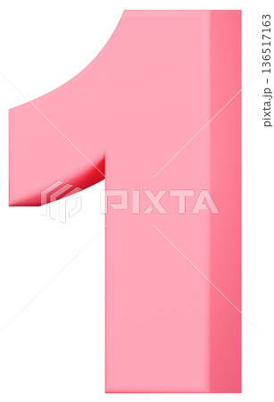 3D素材_数字_1_ピンク 3D素材_数字_1_ピンク 136517163