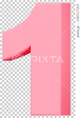 3D素材_数字_1_ピンク 3D素材_数字_1_ピンク 136517163