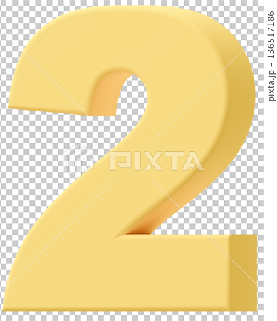 3D素材_数字_2_黄色 136517186