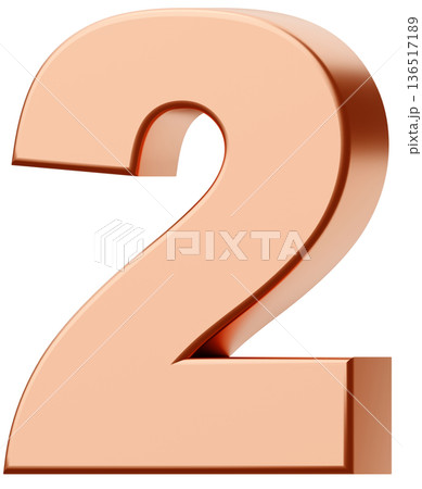 3D素材_数字_2_メタリック_金 3D素材_数字_2_メタリック_金 136517189