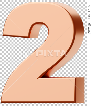 3D素材_数字_2_メタリック_金 3D素材_数字_2_メタリック_金 136517189