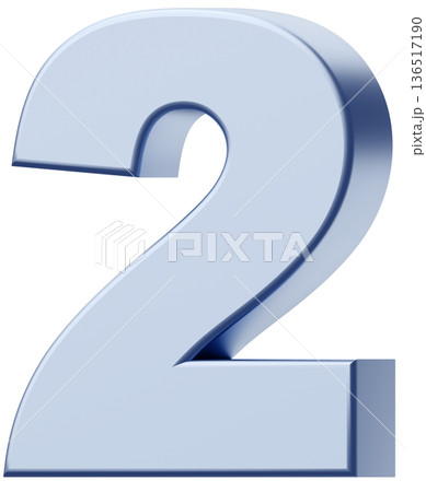 3D素材_数字_2_メタリック_銀 136517190