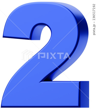 3D素材_数字_2_メタリック_青 3D素材_数字_2_メタリック_青 136517192