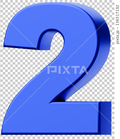 3D素材_数字_2_メタリック_青 3D素材_数字_2_メタリック_青 136517192