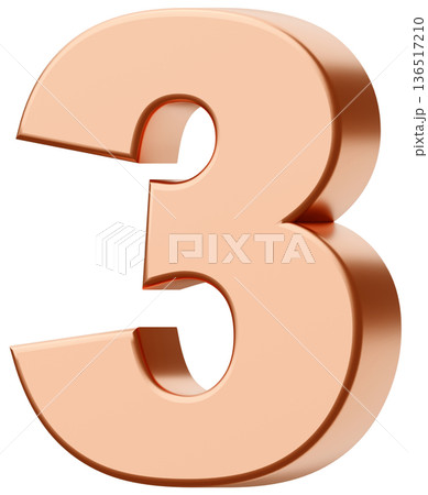 3D素材_数字_3_メタリック_金 136517210