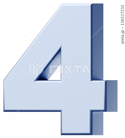 3D素材_数字_4_メタリック_銀 136517232