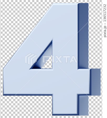 3D素材_数字_4_メタリック_銀 136517232