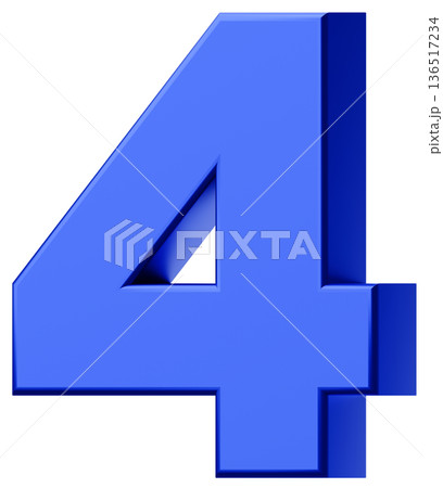 3D素材_数字_4_メタリック_青 3D素材_数字_4_メタリック_青 136517234