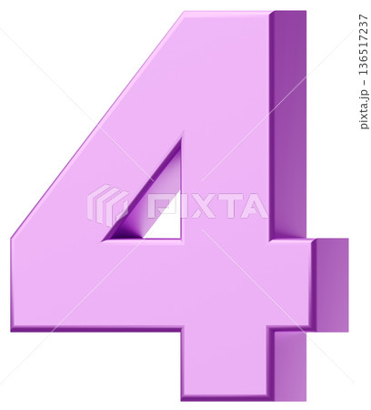 3D素材_数字_4_メタリック_紫 136517237