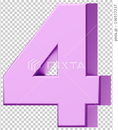 3D素材_数字_4_メタリック_紫 136517237