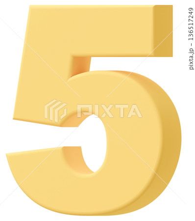 3D素材_数字_5_黄色 3D素材_数字_5_黄色 136517249