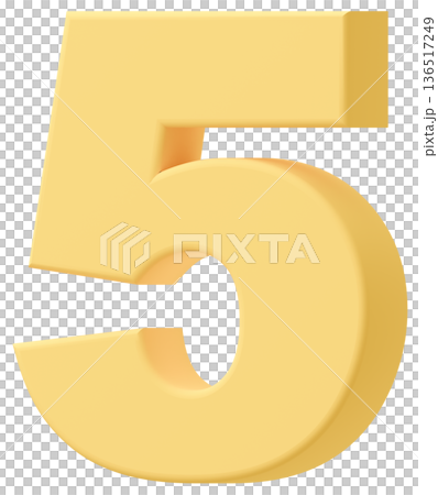 3D素材_数字_5_黄色 3D素材_数字_5_黄色 136517249