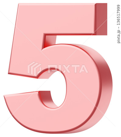 3D素材_数字_5_メタリック_ピンク 3D素材_数字_5_メタリック_ピンク 136517999