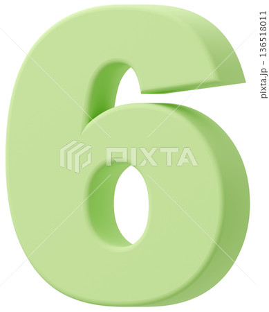 3D素材_数字_6_黄緑 136518011