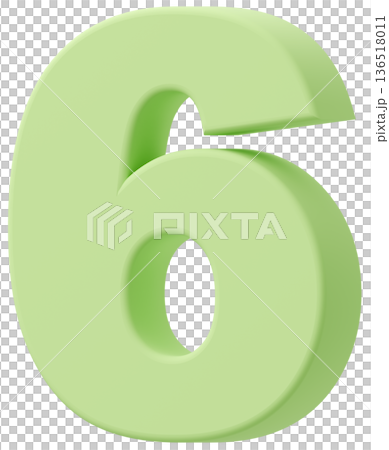 3D素材_数字_6_黄緑 136518011