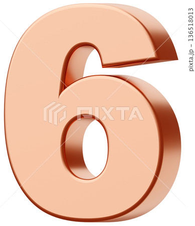 3D素材_数字_6_メタリック_金 136518013