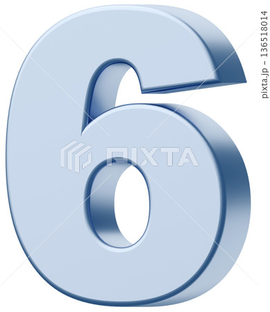 3D素材_数字_6_メタリック_銀 136518014