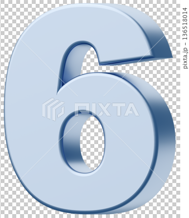 3D素材_数字_6_メタリック_銀 136518014