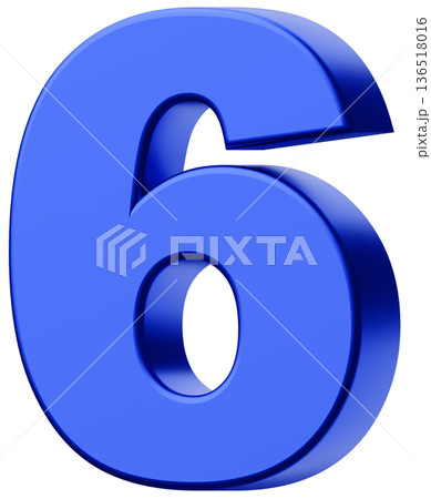 3D素材_数字_6_メタリック_青 3D素材_数字_6_メタリック_青 136518016