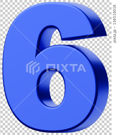 3D素材_数字_6_メタリック_青 3D素材_数字_6_メタリック_青 136518016
