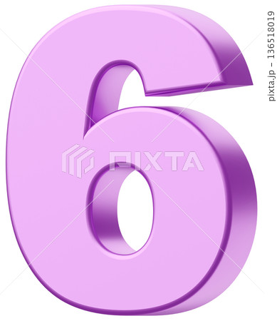 3D素材_数字_6_メタリック_紫 3D素材_数字_6_メタリック_紫 136518019