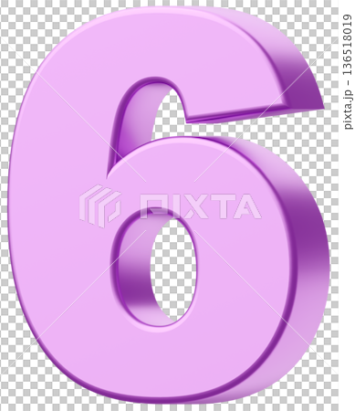 3D素材_数字_6_メタリック_紫 3D素材_数字_6_メタリック_紫 136518019
