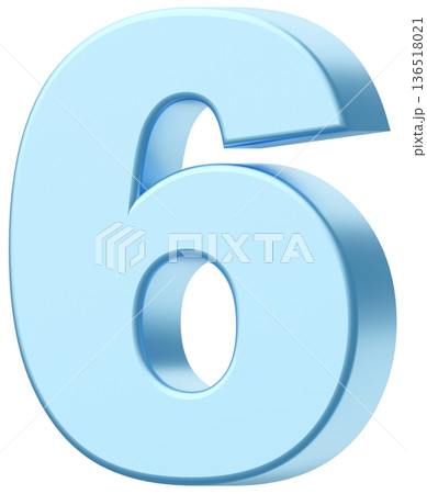 3D素材_数字_6_メタリック_水色 3D素材_数字_6_メタリック_水色 136518021