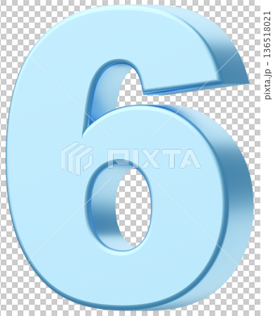 3D素材_数字_6_メタリック_水色 3D素材_数字_6_メタリック_水色 136518021