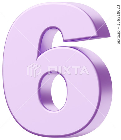 3D素材_数字_6_メタリック_紫 136518023